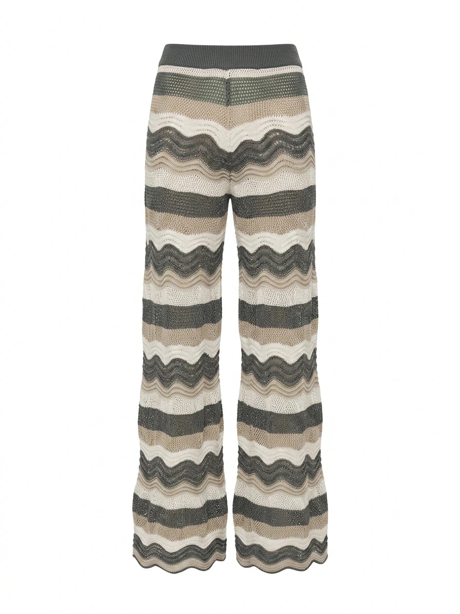 MARTINA PANT GREEN WITH BEIGE STRIPES - imagen 1