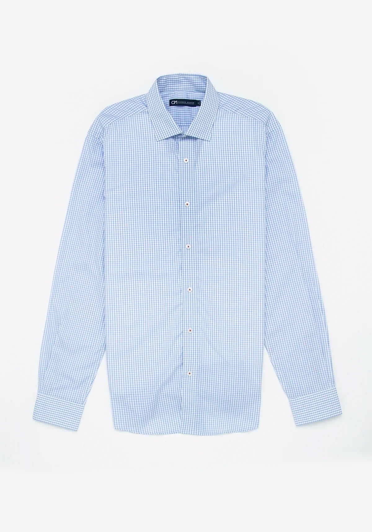Camisa Popelín Cuadro Ventana Algodón Azul Claro - imagen 1