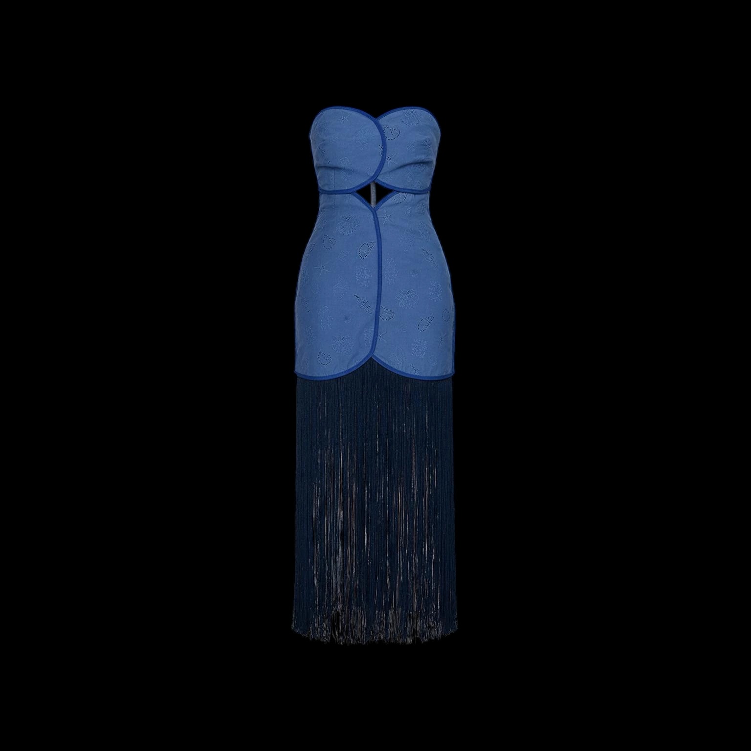 JOAQUINA DRESS DEEP SEA BLUE SEASHELLS - imagen 1