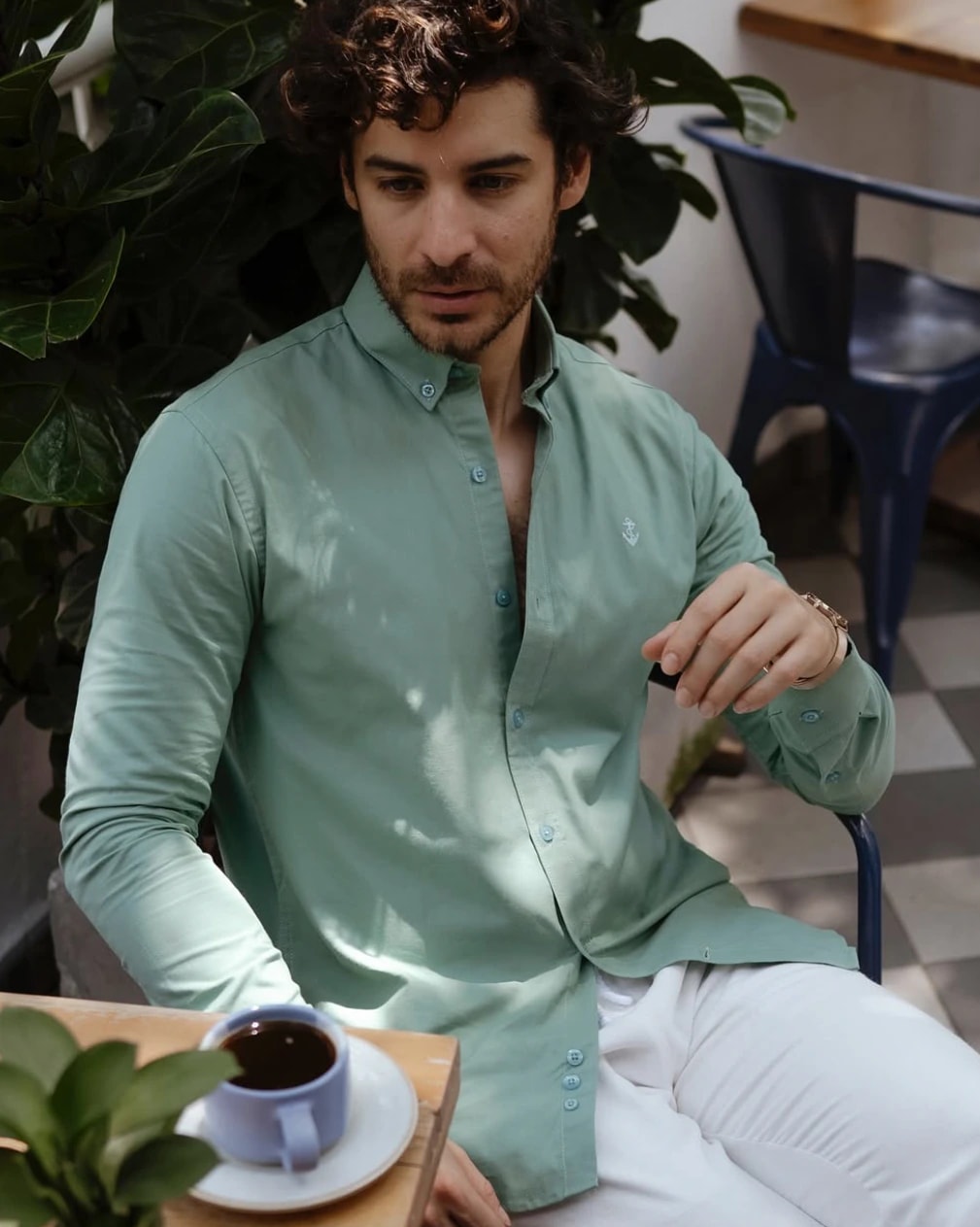 Camisa Oxford Verde Oliva - imagen 1