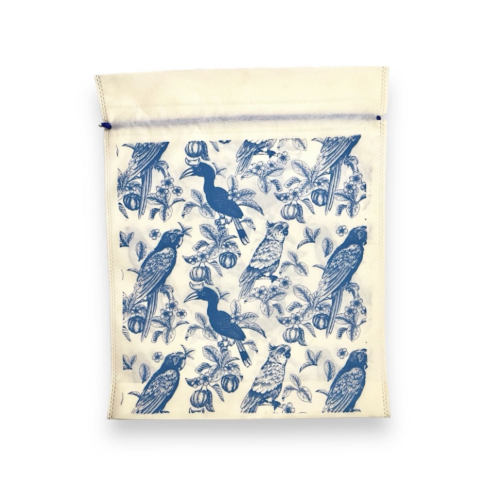 Bolsa en Tela Grande Aves Azules Reciclable y Reutillizable. Medidas 35*43 - imagen 1