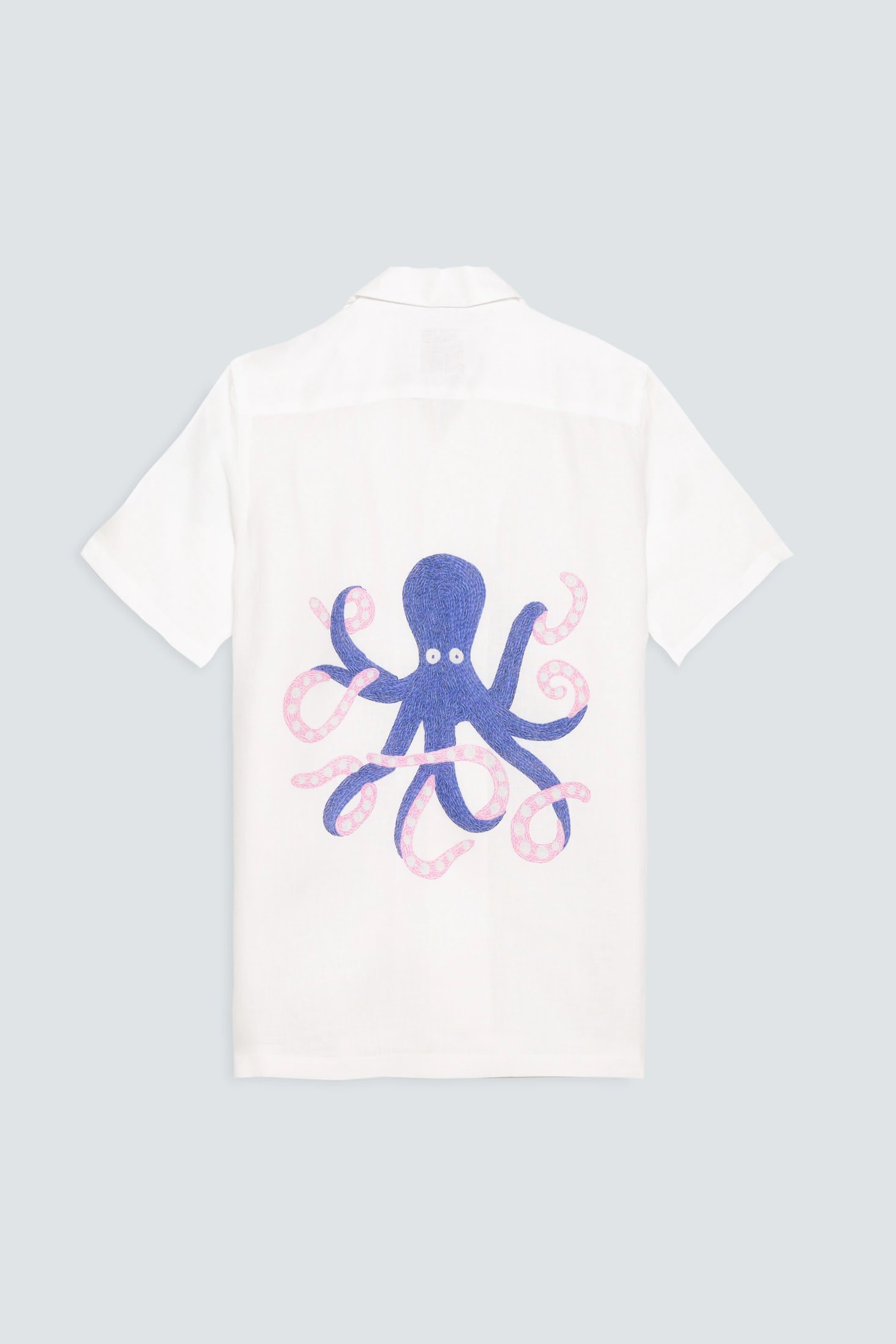 Men's linen shirt white octopus - imagen 1
