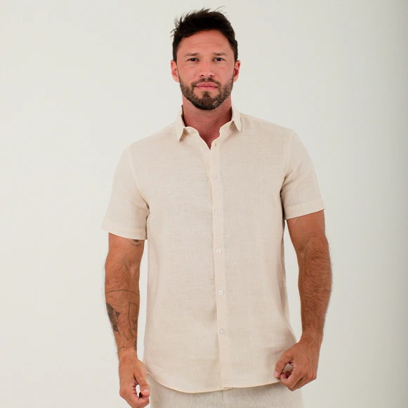 CAMISA MC 100% LINO HOMBRE - imagen 1