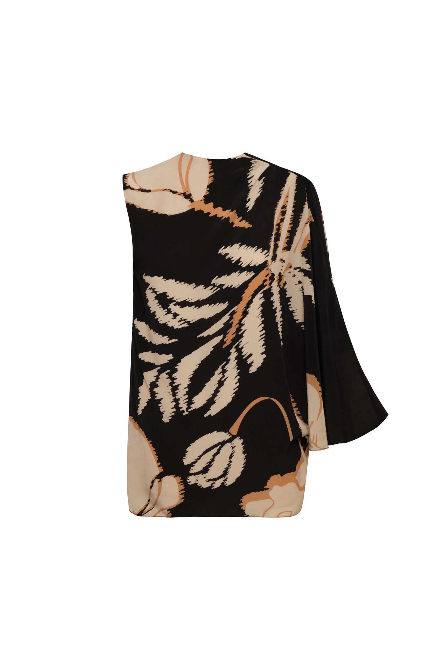 Gonzalez Crepe Chine Blouse / Black - Beige Gladiolos - imagen 1