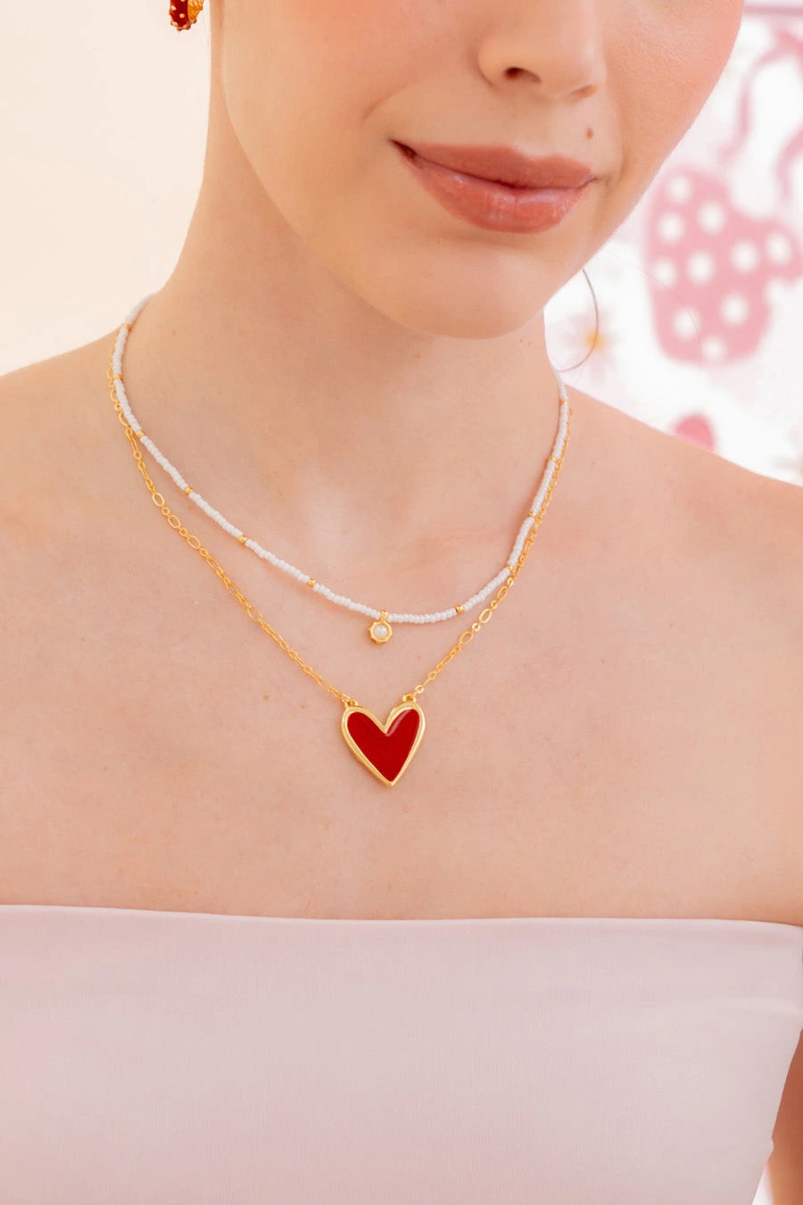 Collar X2 Layering Corazón + Aretes - imagen 1