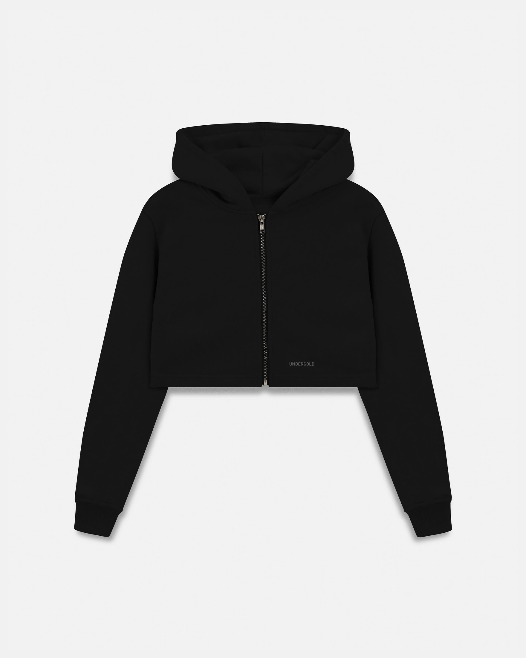 Line Basic Slim Fit Zip Up Cropped Hoodie Black - imagen 1