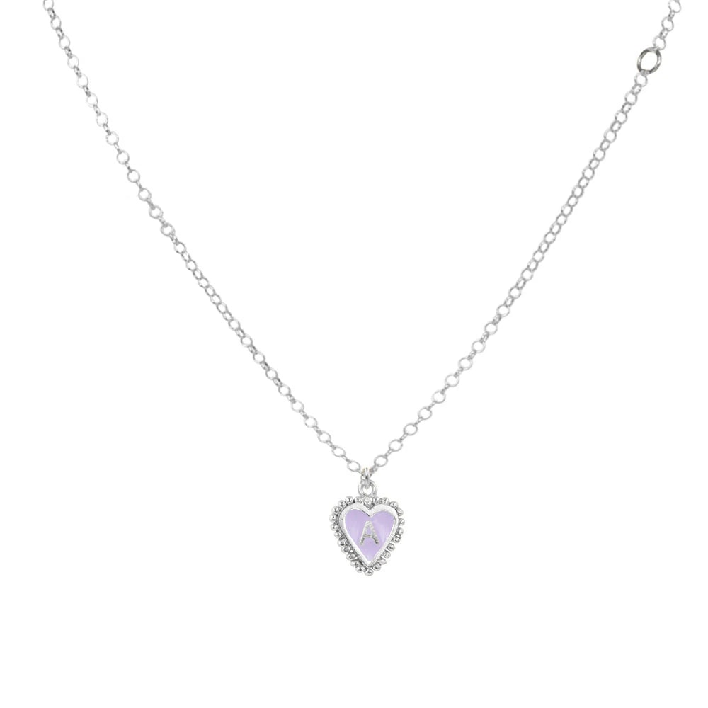 Cadena 1 Letra Heart Plata Morado - imagen 1