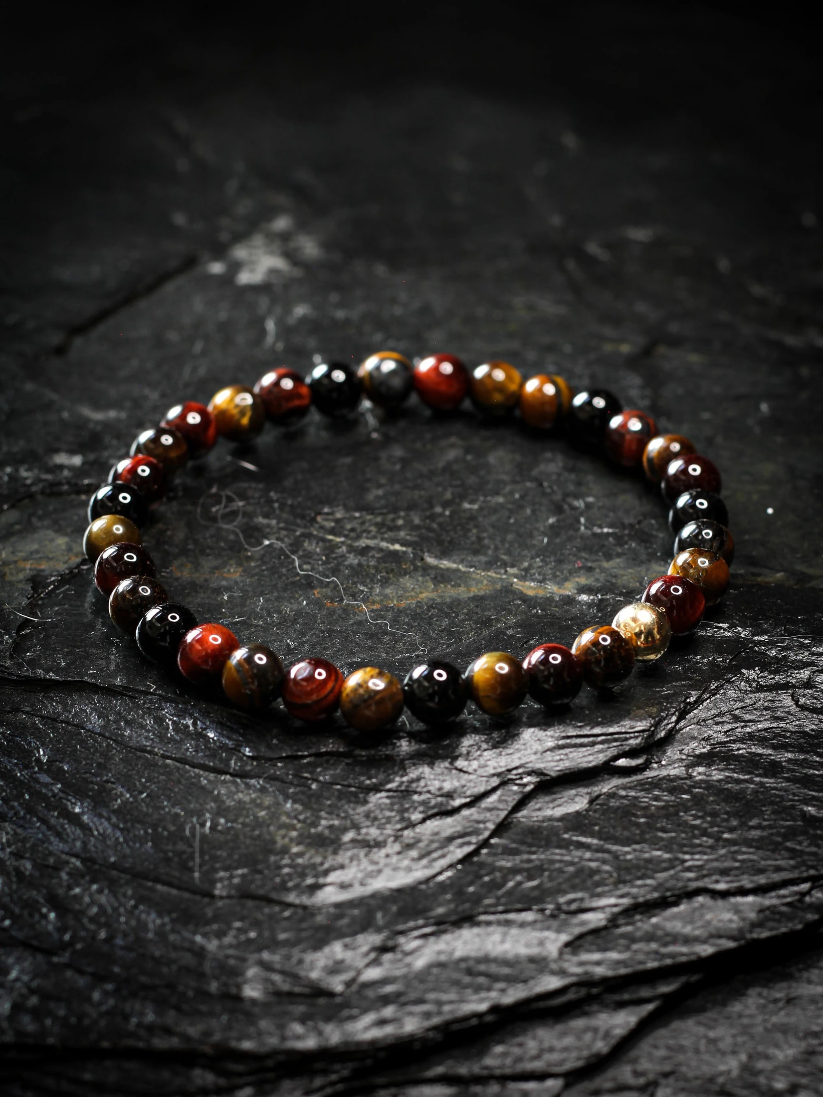Brazalete Ojo de Tigre & Onyx 6mm - imagen 1