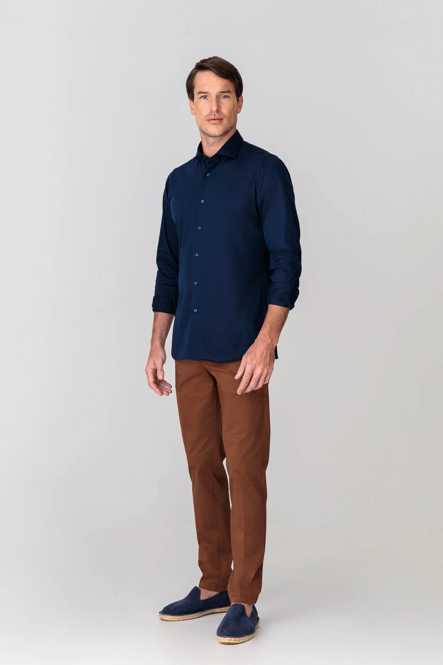 Men's cotton shirt navy jersey - imagen 1