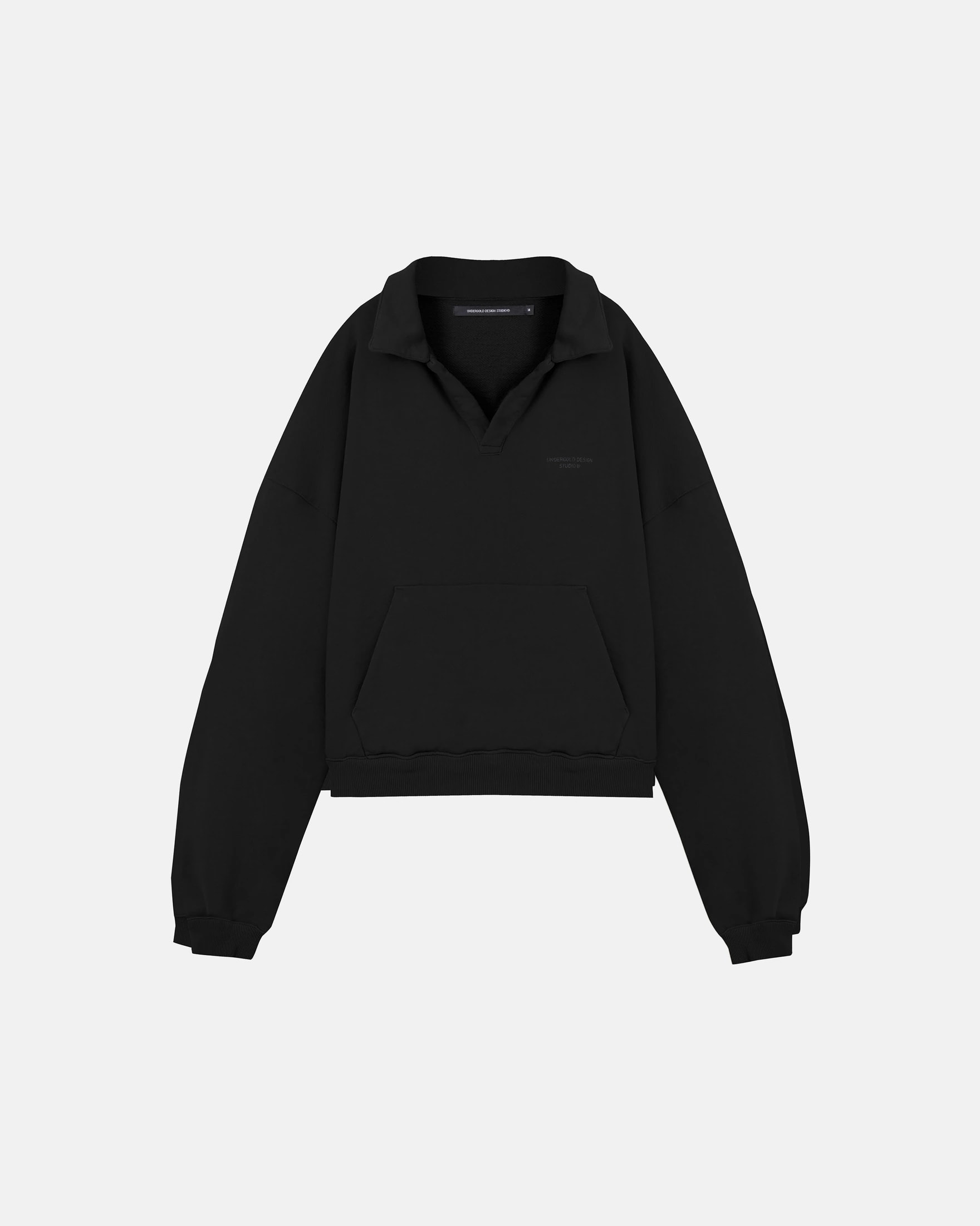 Basics Polo Collar Boxy Fit Hoodie Black - imagen 1