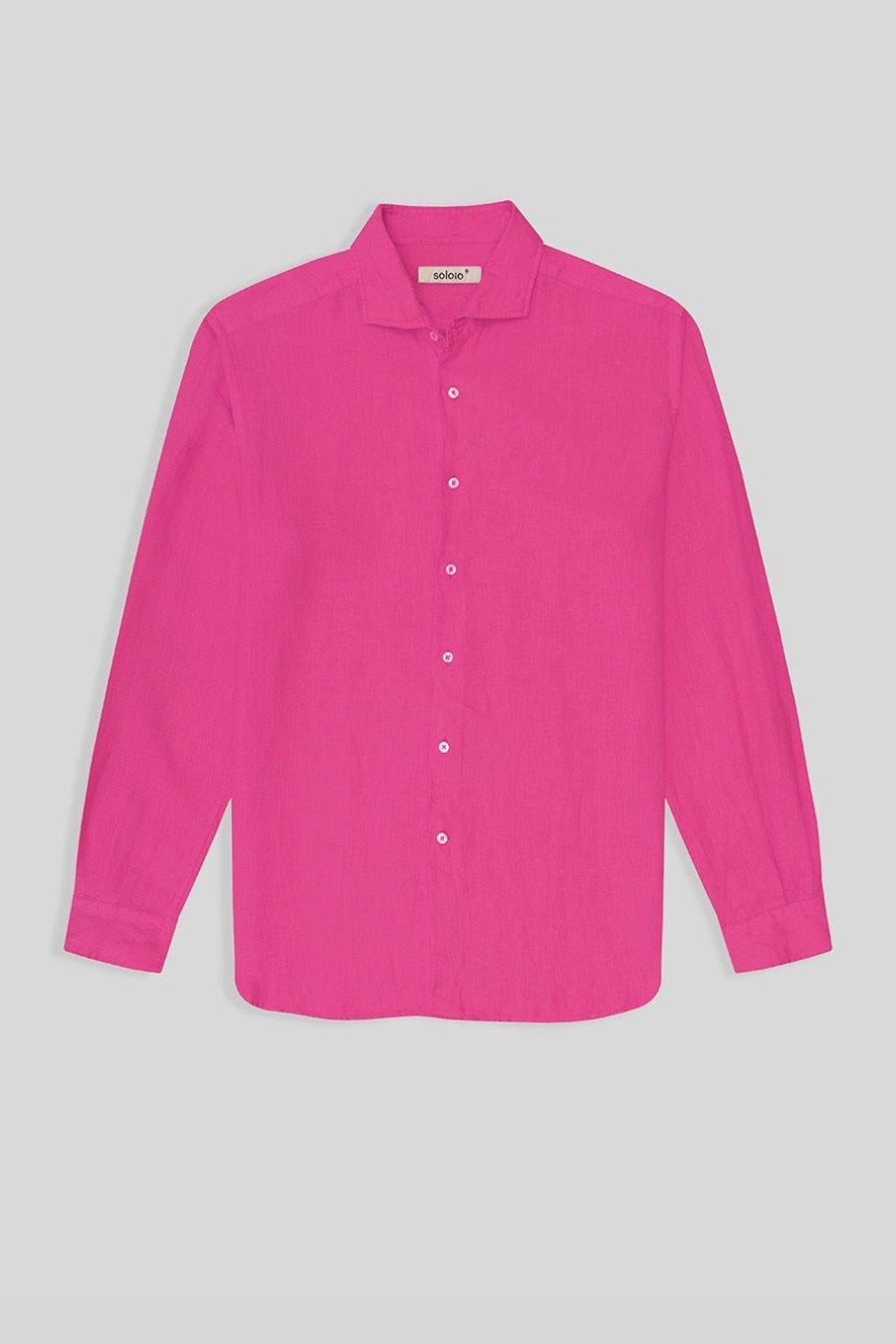 Men's linen shirt light fuxia - imagen 1