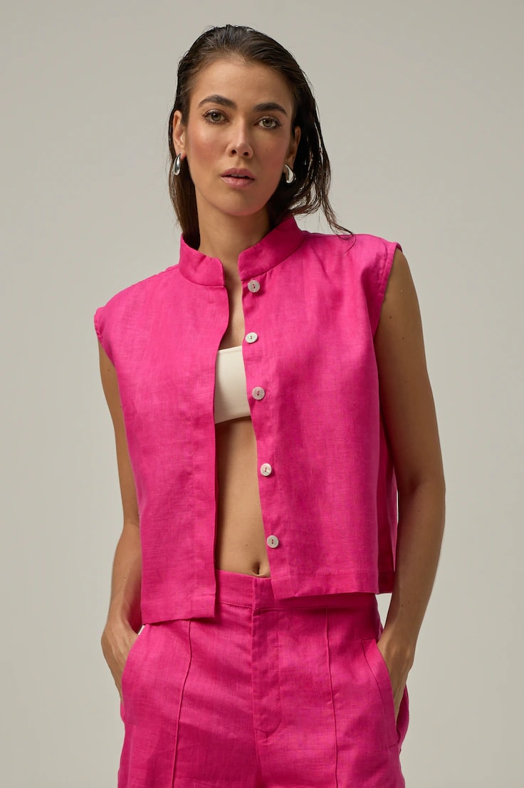 Chaleco Muse de lino | rosado Hot Pink - imagen 1