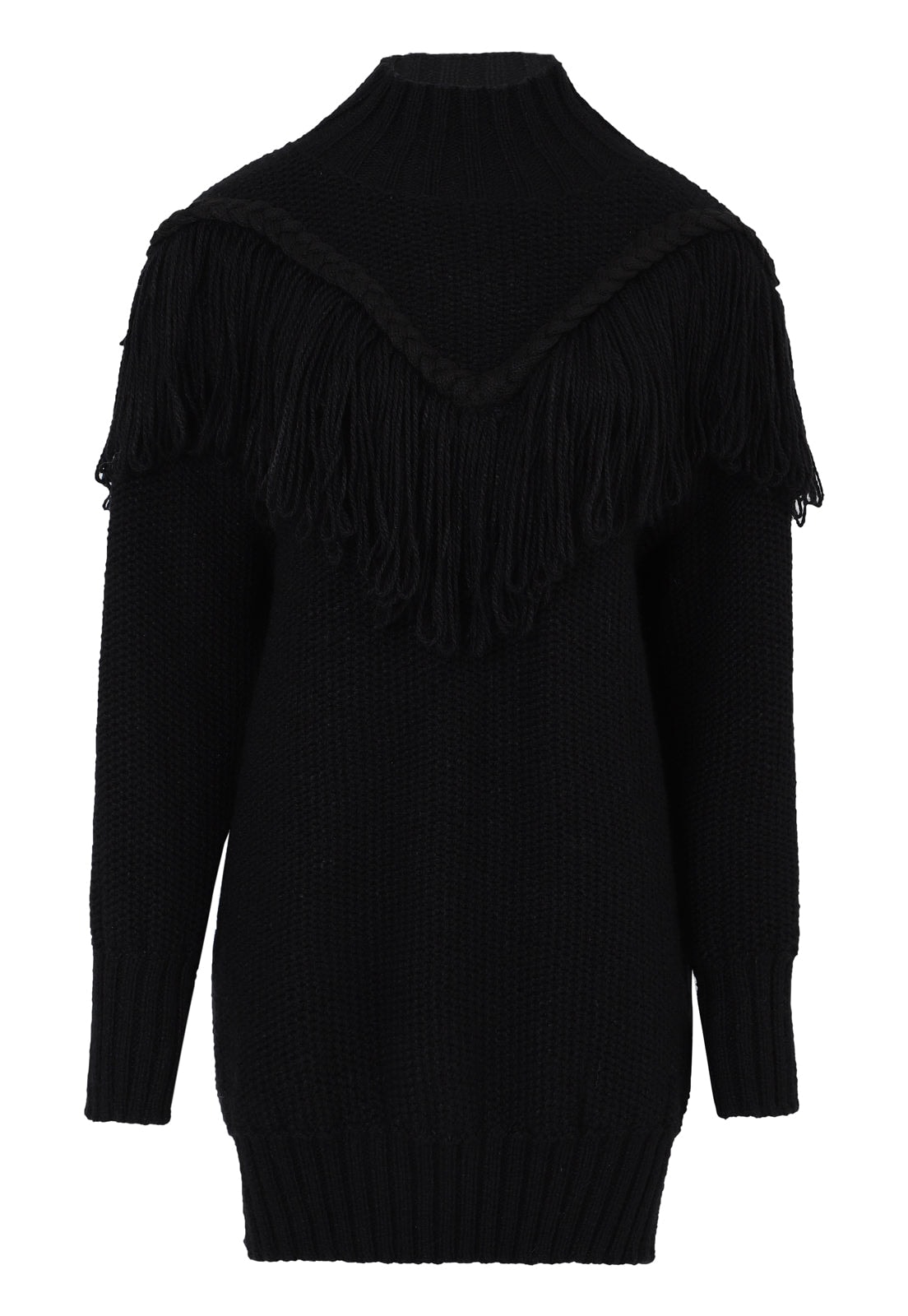 V NECK FRINGES BRAID SWEATER - imagen 1