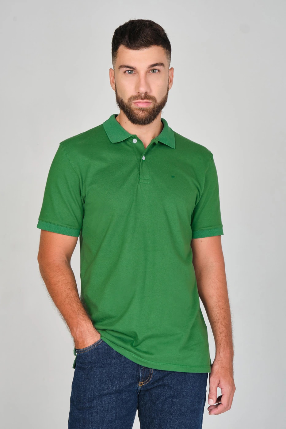 Camiseta Polo 100% Algodón Piqué Verde Oscuro - imagen 1