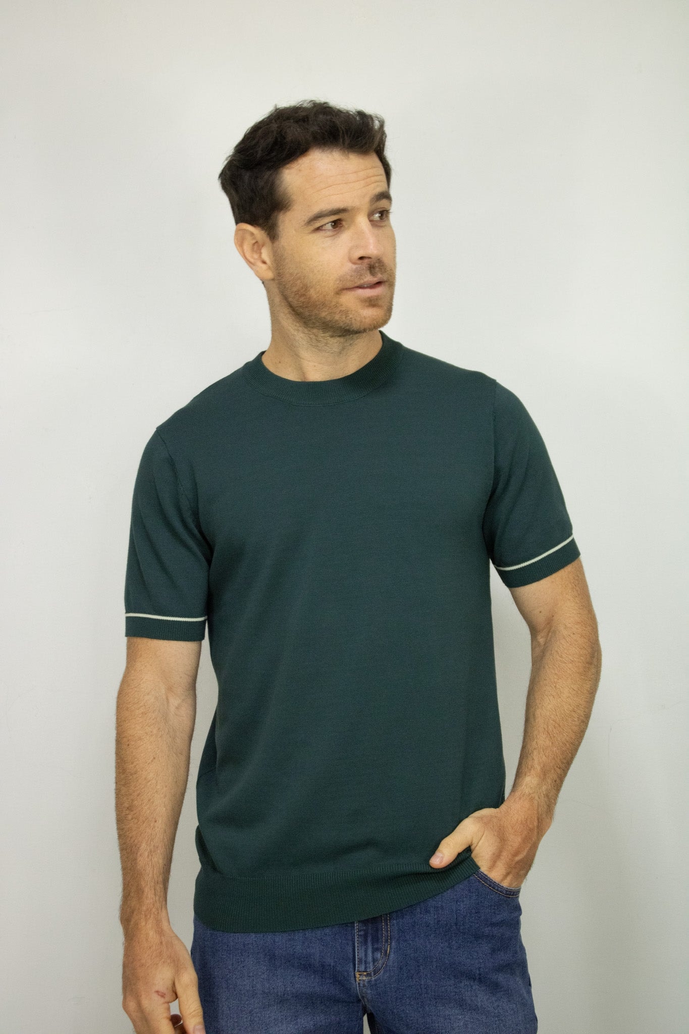 CAMISETA TEJIDA VERDE PARA HOMBRE - imagen 1