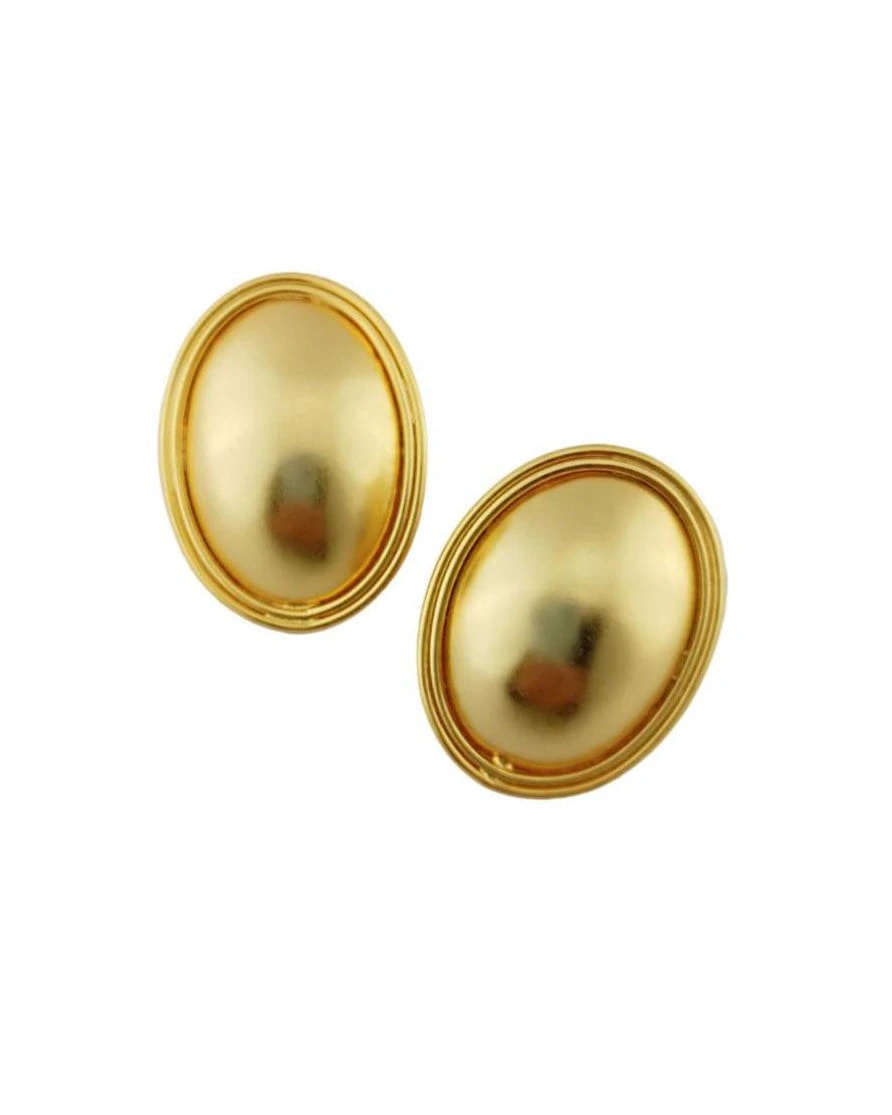 Aretes Topos ovalados doble hilo medianos Dorado Mate - imagen 1