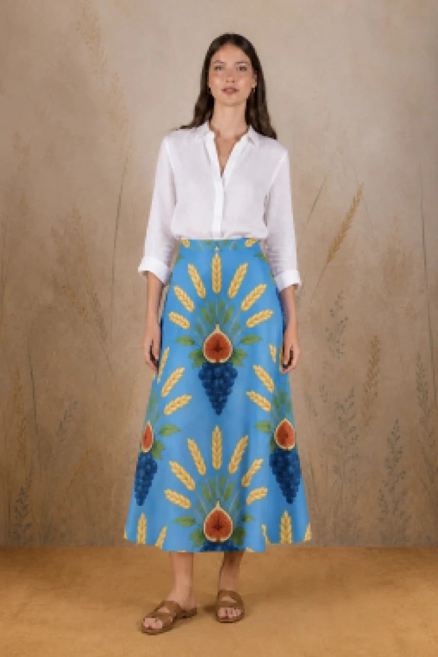 Women's Crecentia long linen skirt blue - imagen 1
