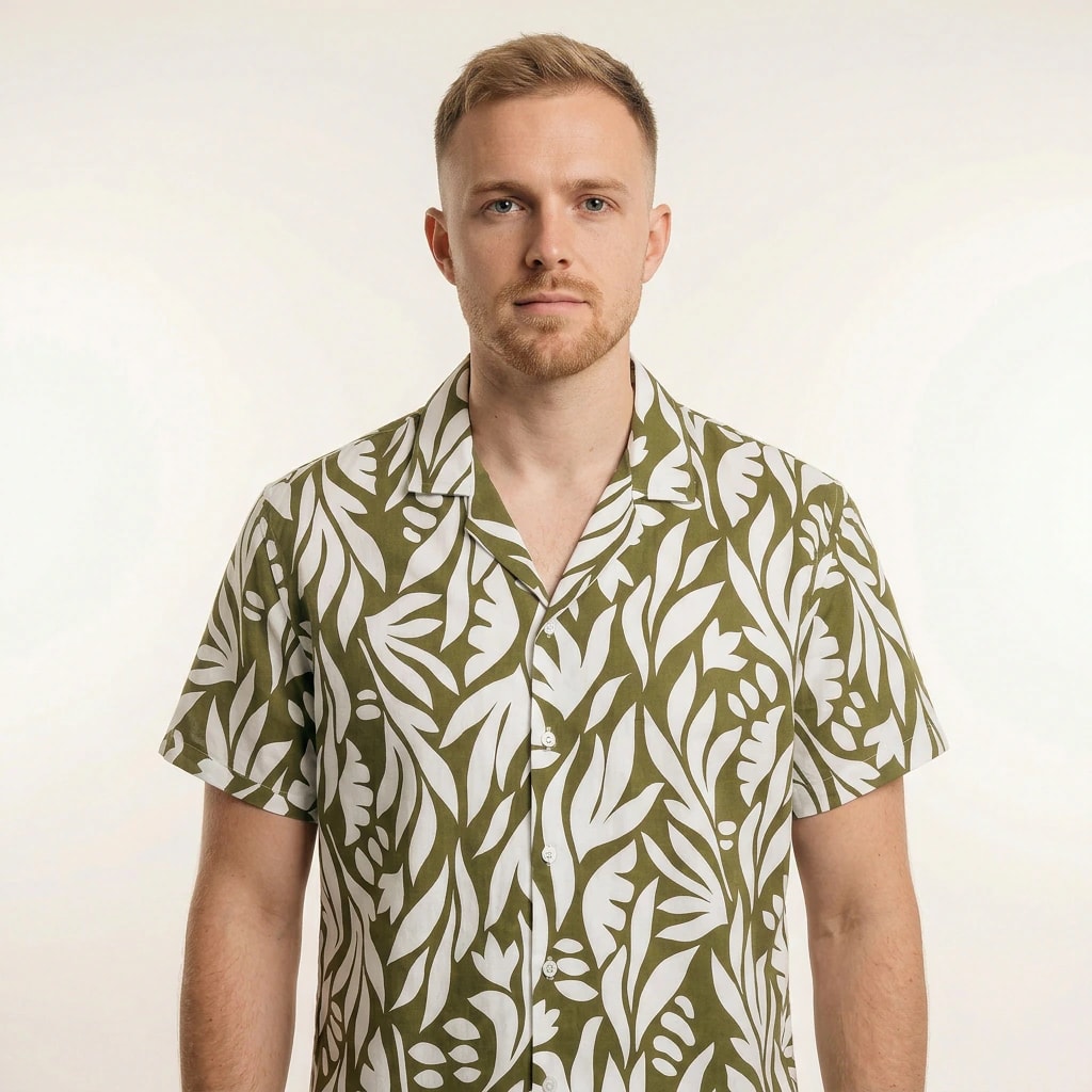 Camisa Bowling Estampada Verde C303 - imagen 1