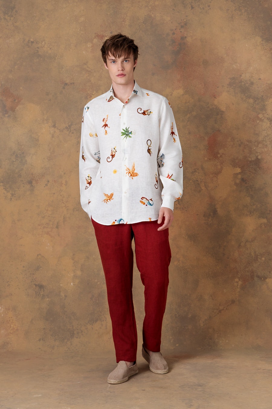 Men's linen shirt panteon white - imagen 1