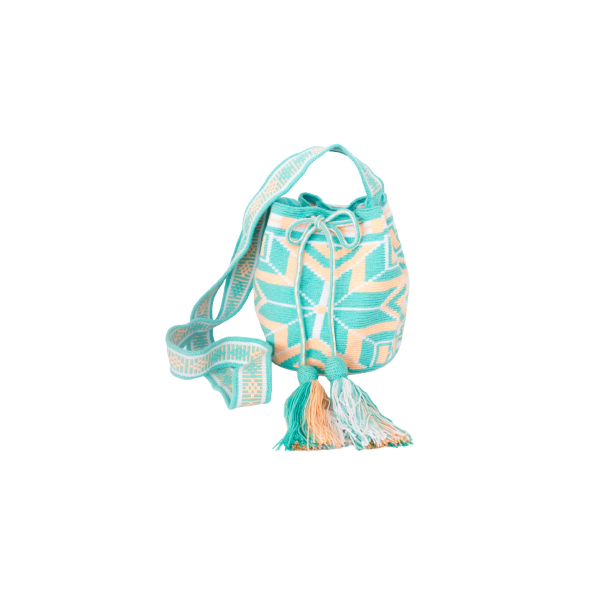 Bolso de Mano Wayuu azul celeste- Blanco - imagen 1
