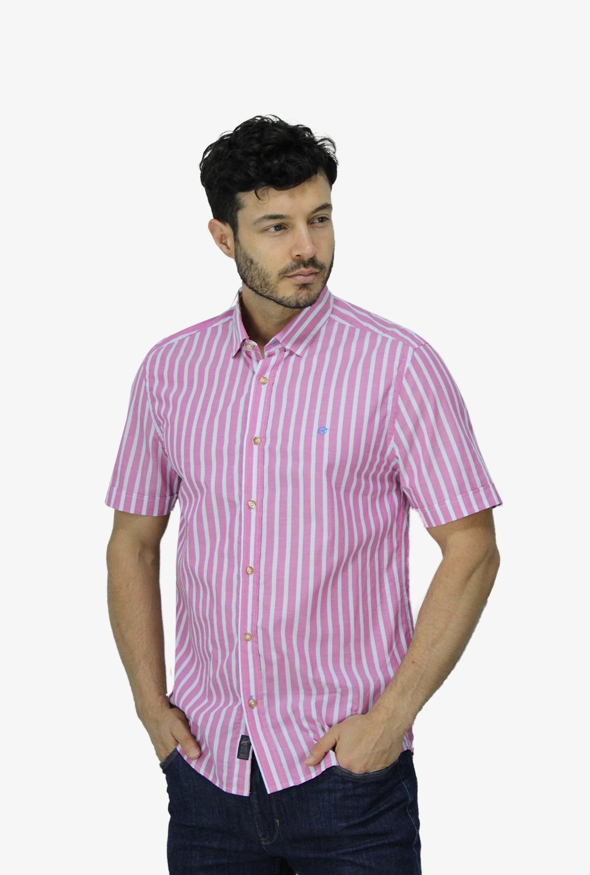 Camisa Manga Corta Rosada  Para Hombre DMCMC07 - imagen 1