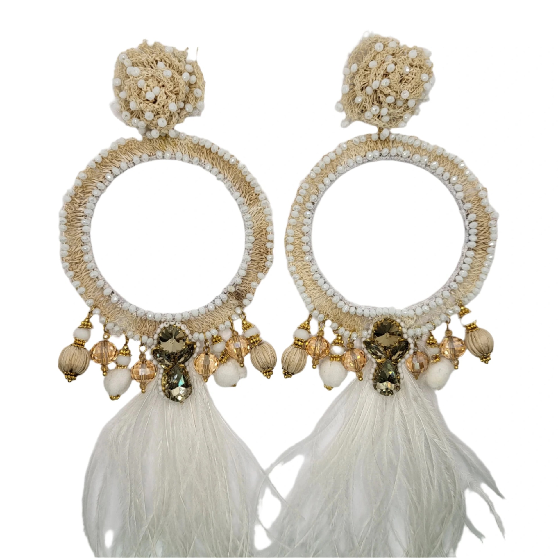 White Whole Moon Earrings - imagen 1