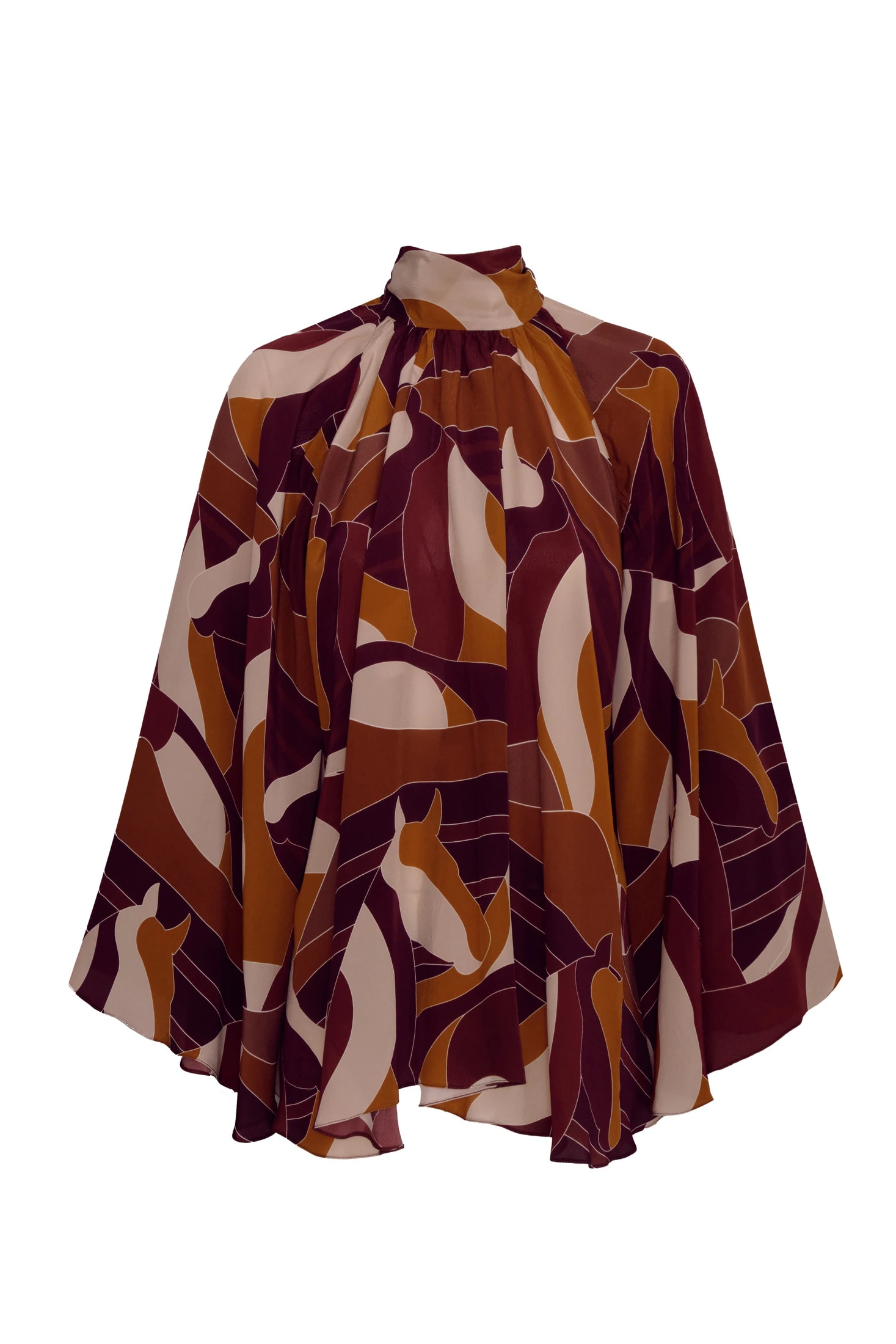 Boho Crepe Chine Blouse / Purple Horses - imagen 1