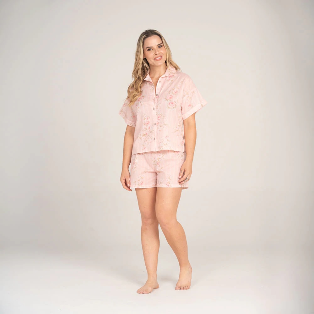 Conjunto de Pijama Short Estampado Mandarina. - imagen 1