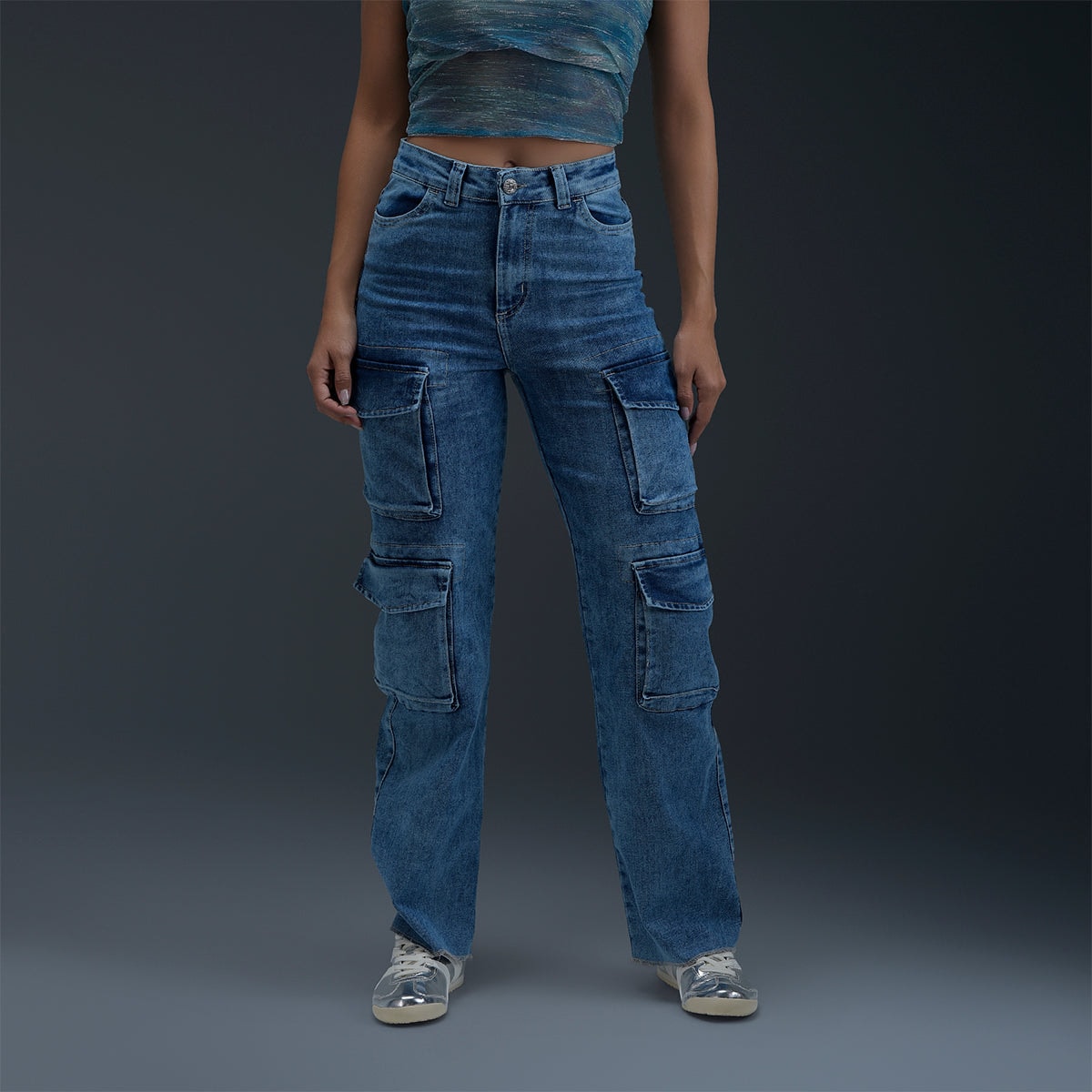 Jeans Cargo Azul Mujer - imagen 1