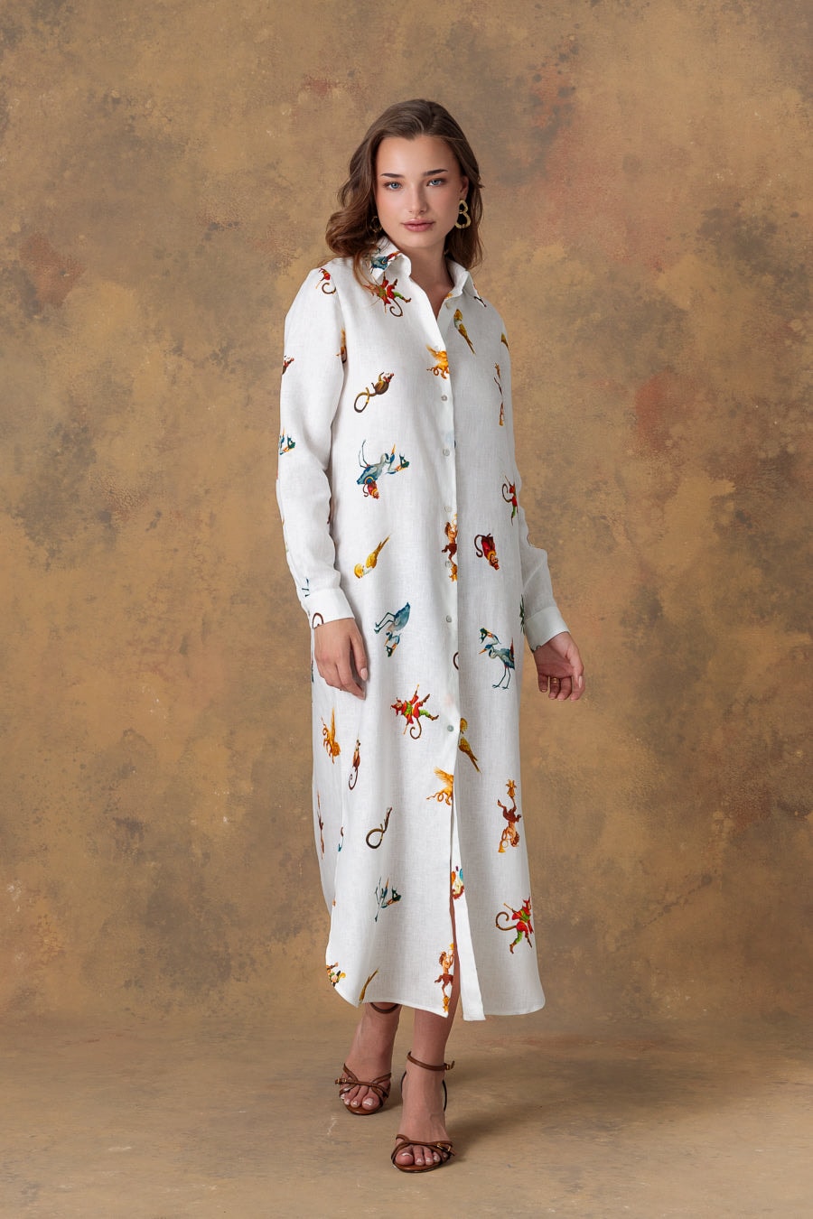 Women's dress linen panteon white - imagen 1