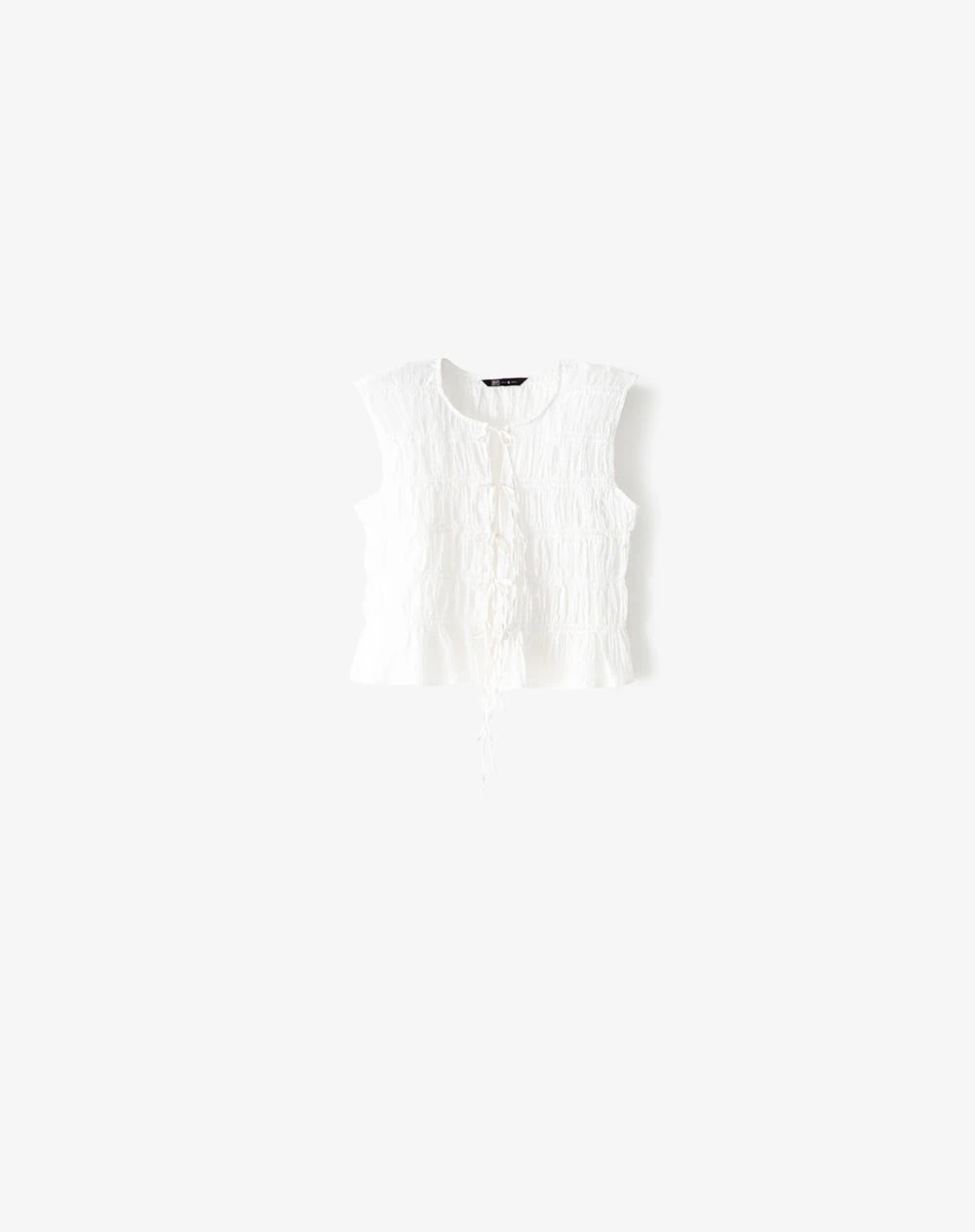 Blusa manga sisa recogidos blanco mujer - imagen 1