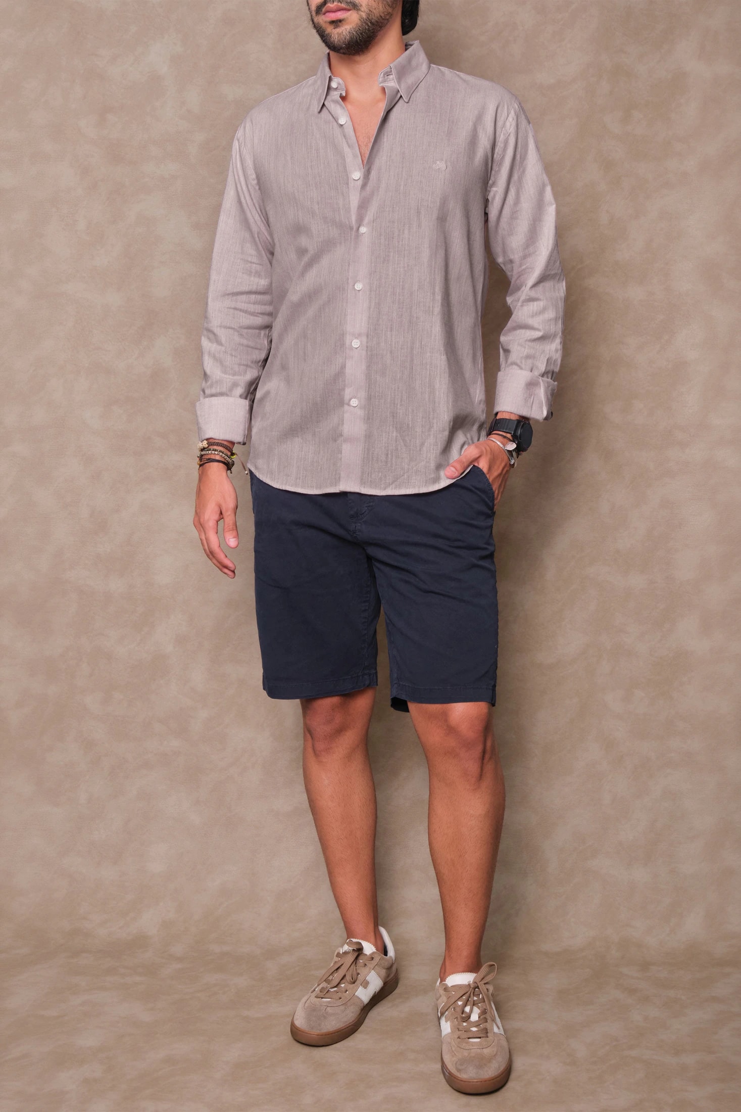 CAMISA LINO CAFE - imagen 1