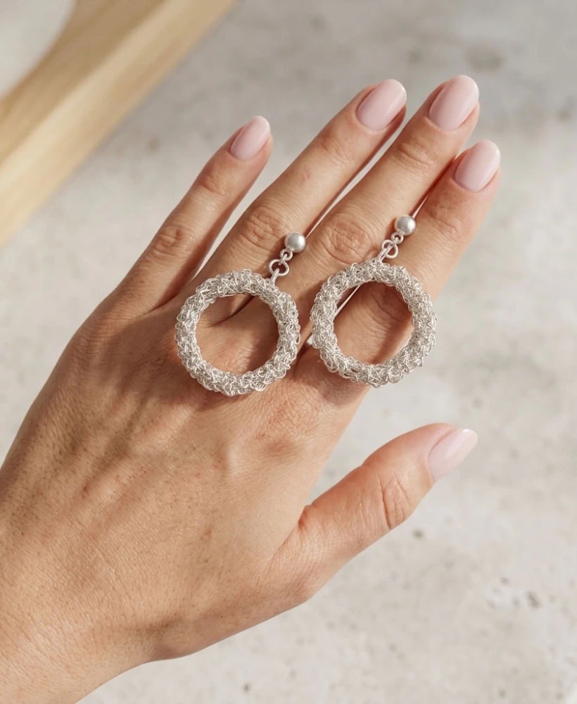 Aretes Tejidos a Crochet con Hilo de Filigrana - imagen 1