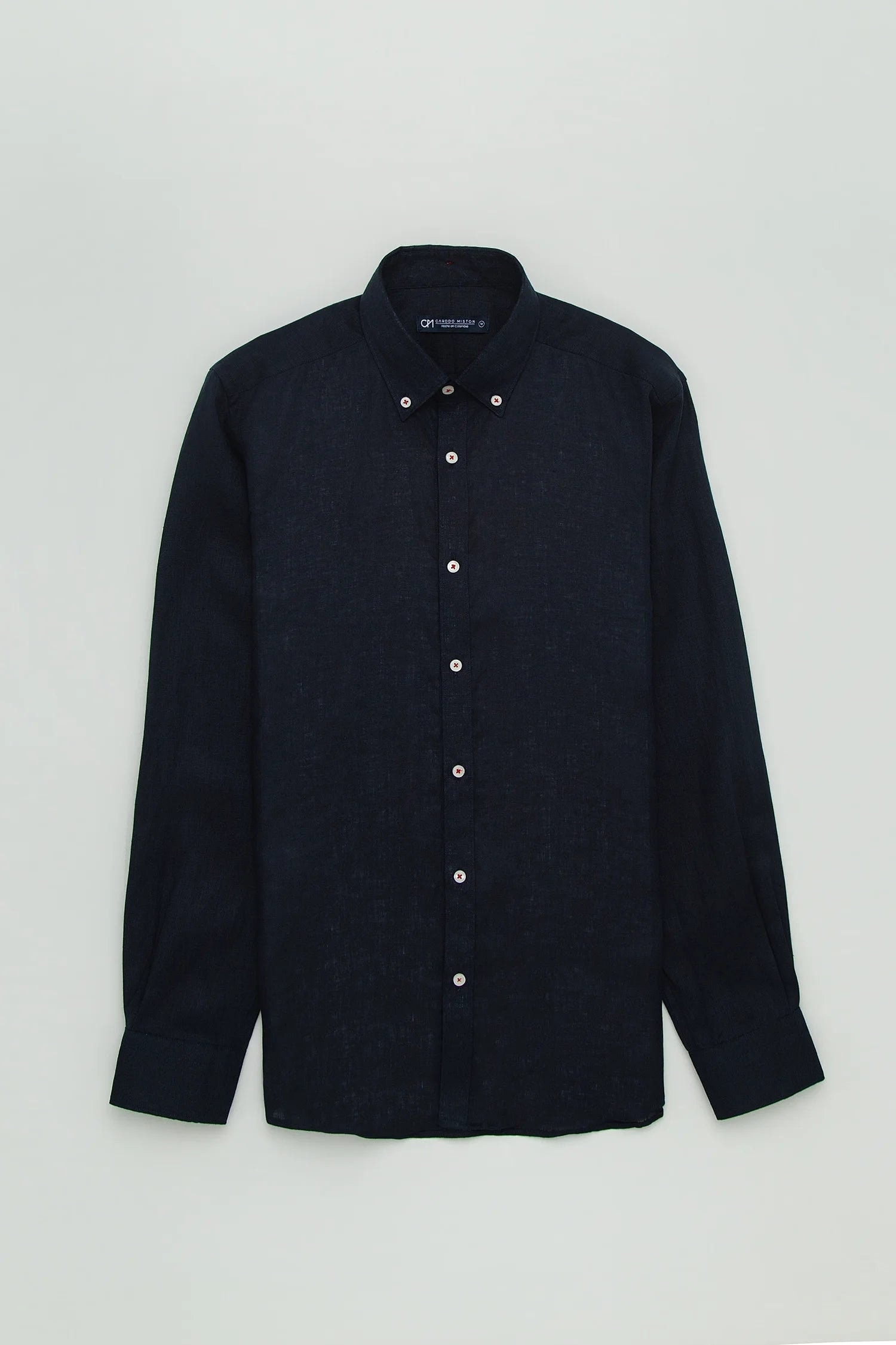 Camisa Button Down Lino Azul Oscuro - imagen 1