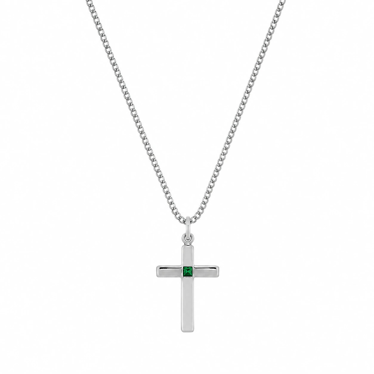 AXIS CROSS NECKLACE | CADENA CON DIJE EN FORMA DE CRUZ EN PLATA LEY 925 Y PIEDRA - imagen 1