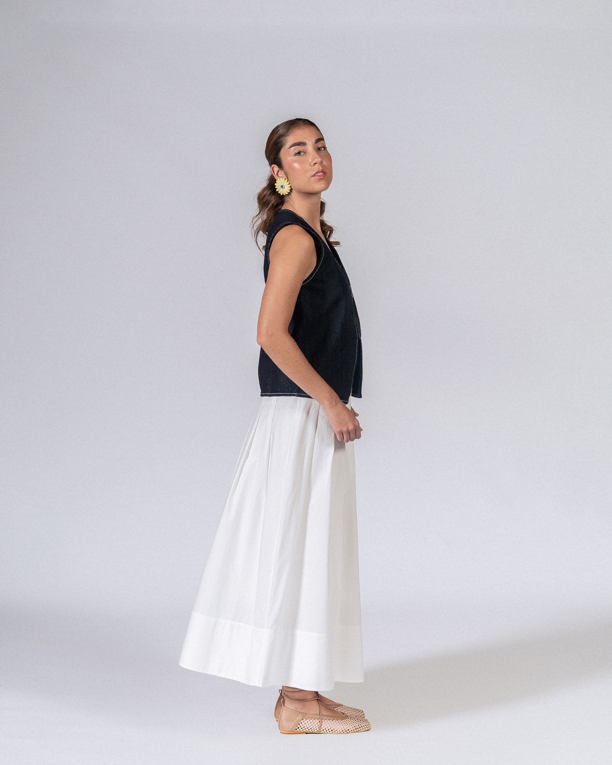 Falda Plisé Maxi Blanco - imagen 1