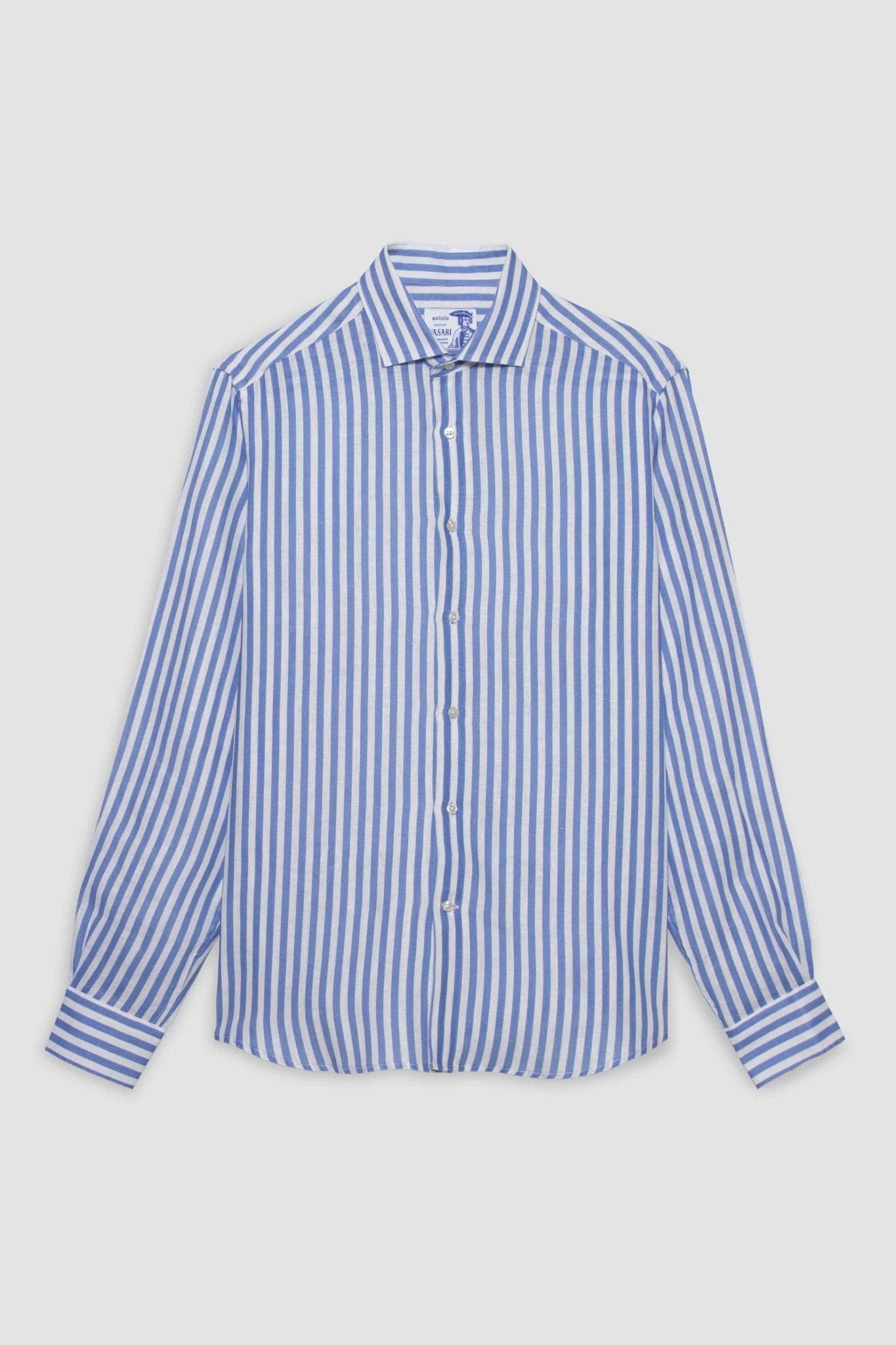 Men's linen shirt sky blue striped - imagen 1