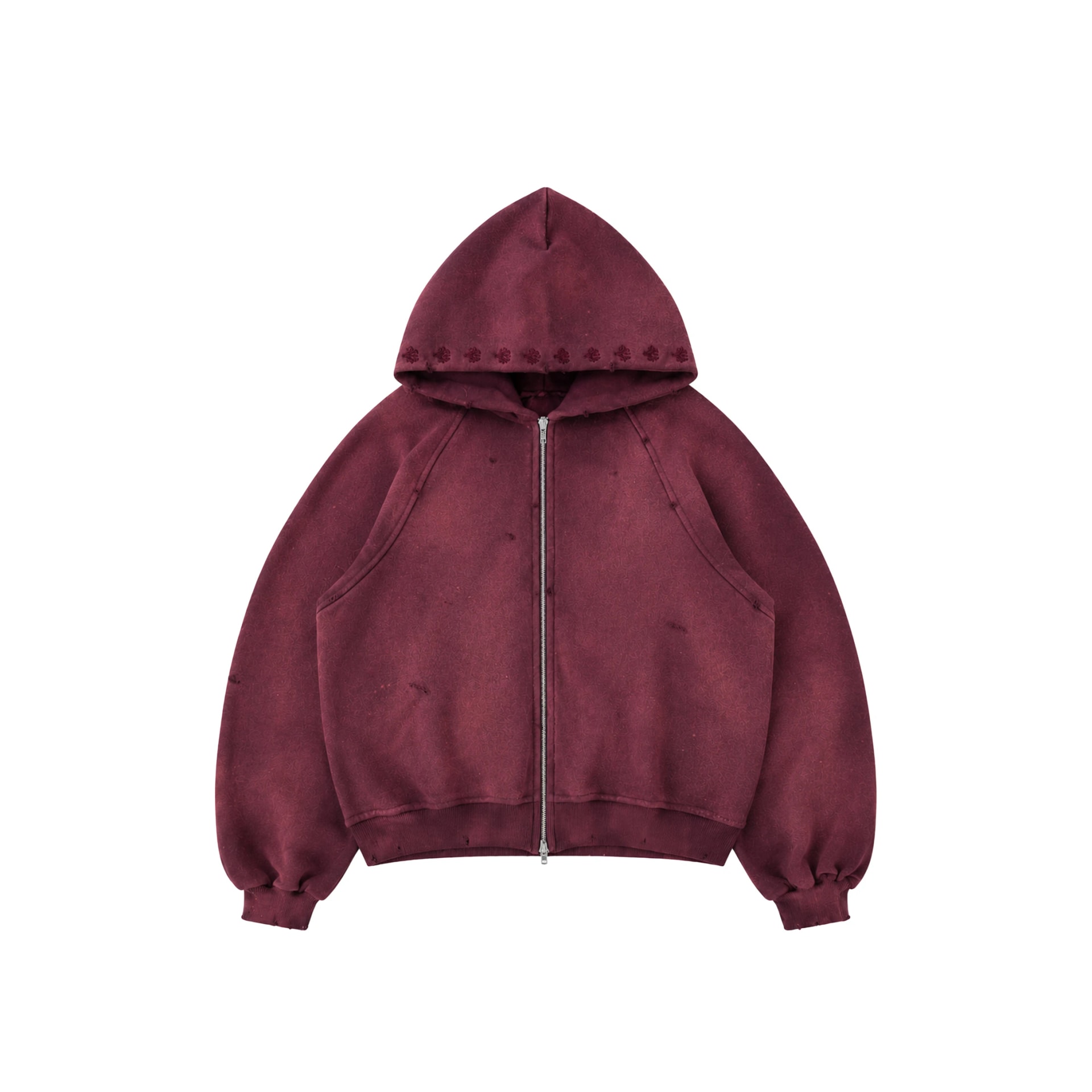 Double Zip Hoodie Sun Faded - Burgundy - imagen 1