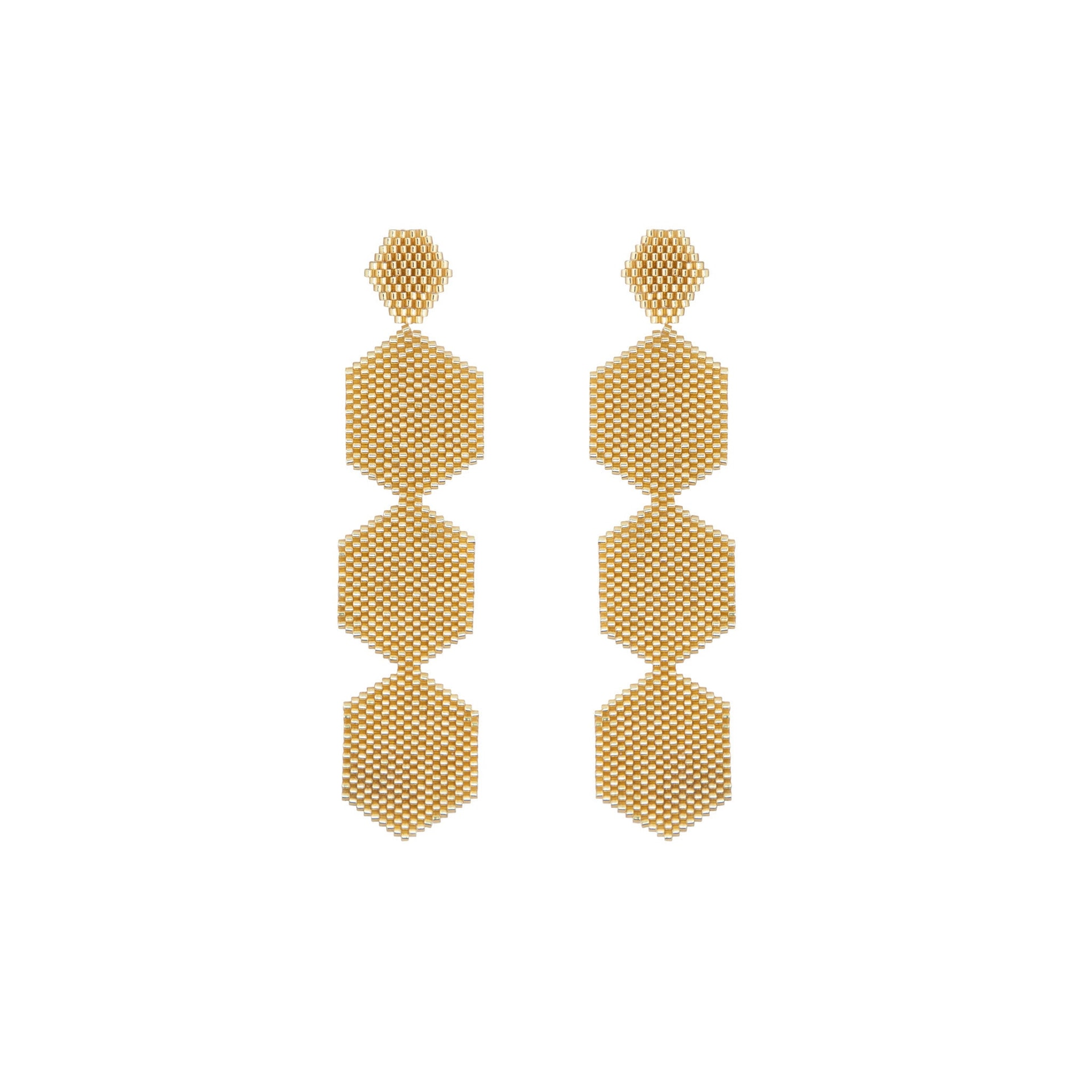 Aretes Perla Tres Dorado - imagen 1