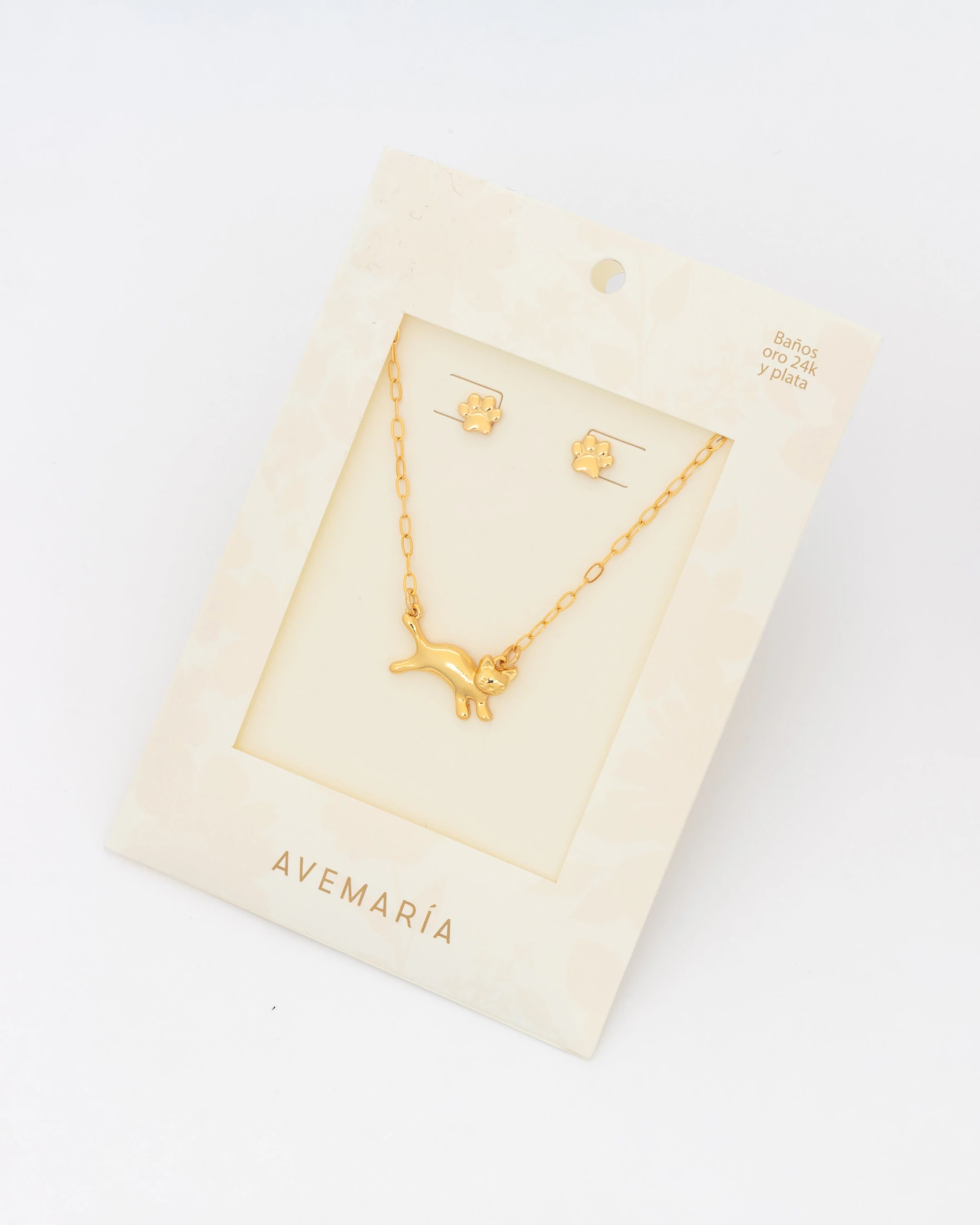 Set Collar Gato + Aretes Huella - imagen 1