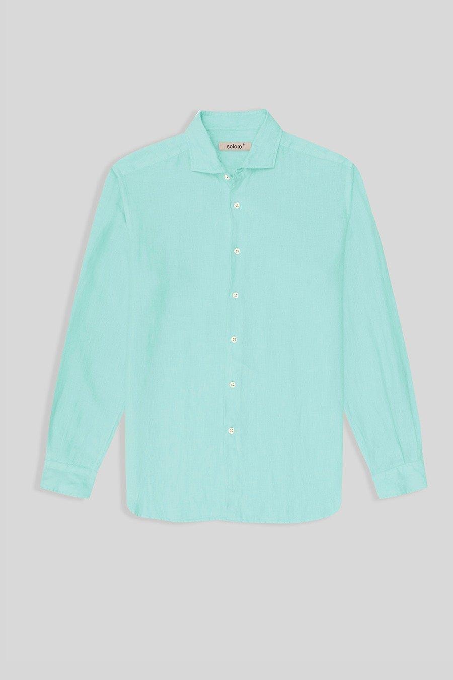 Men's linen shirt aquamarine basic - imagen 1