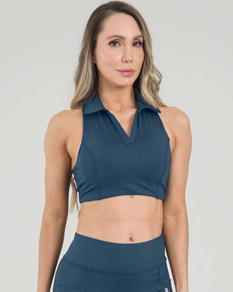 Top sisa core polo azul gris lumen FIBER - imagen 1