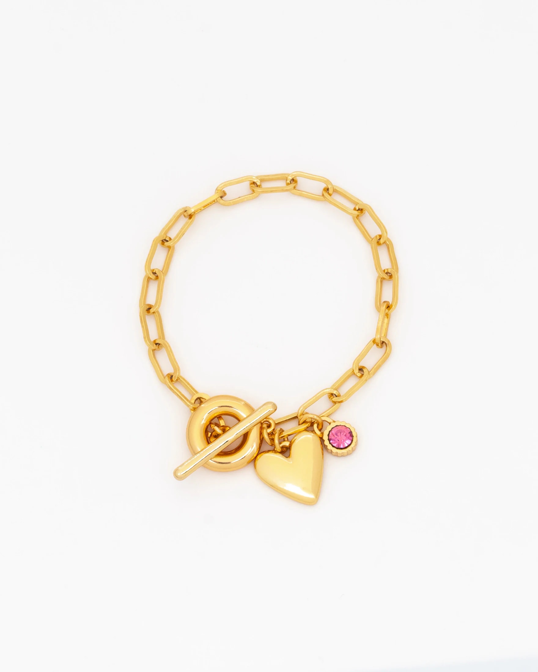 Pulsera Broche Corazón Cristal + Aretes - imagen 1