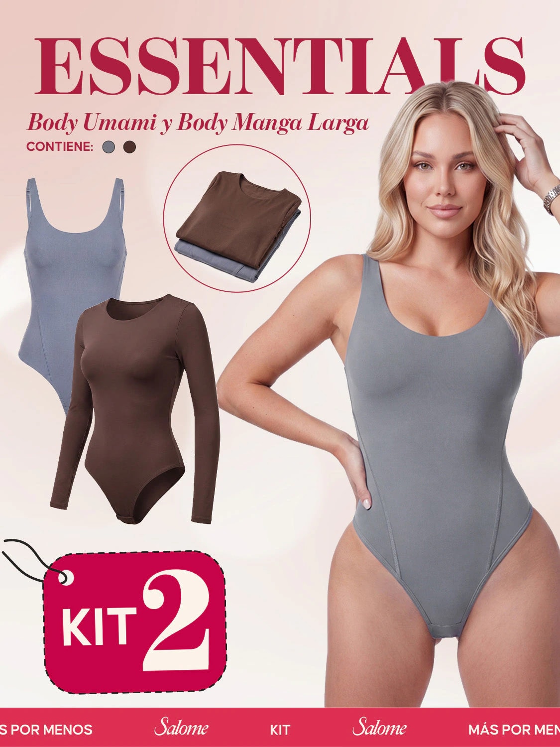 Kit Body Diario Umami Tiras Finas & Manga Larga Microfibra | Salome 5005 + 5008 | 03L5 - imagen 1