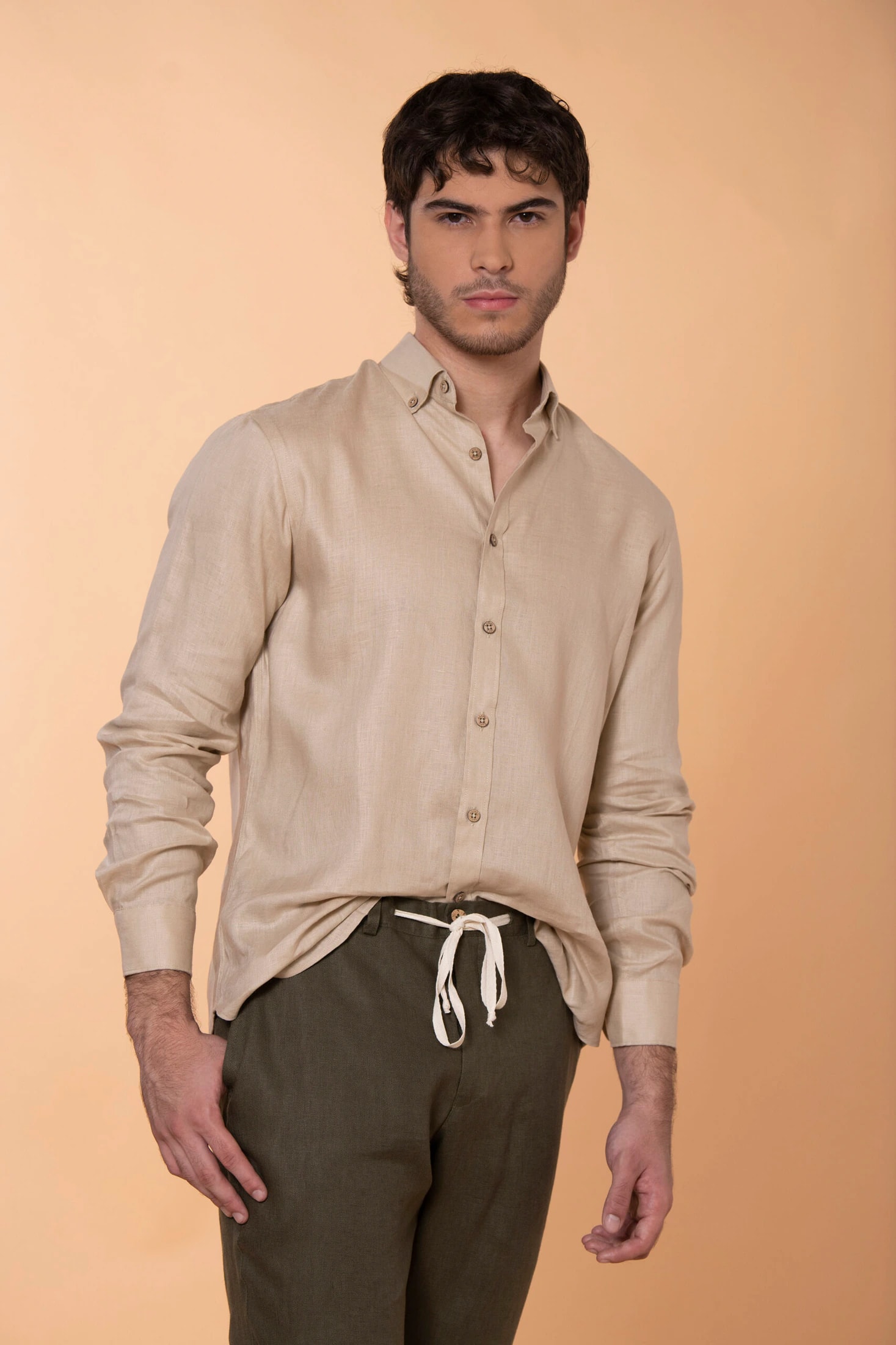 Camisa Sirocco Lino Beige - imagen 1