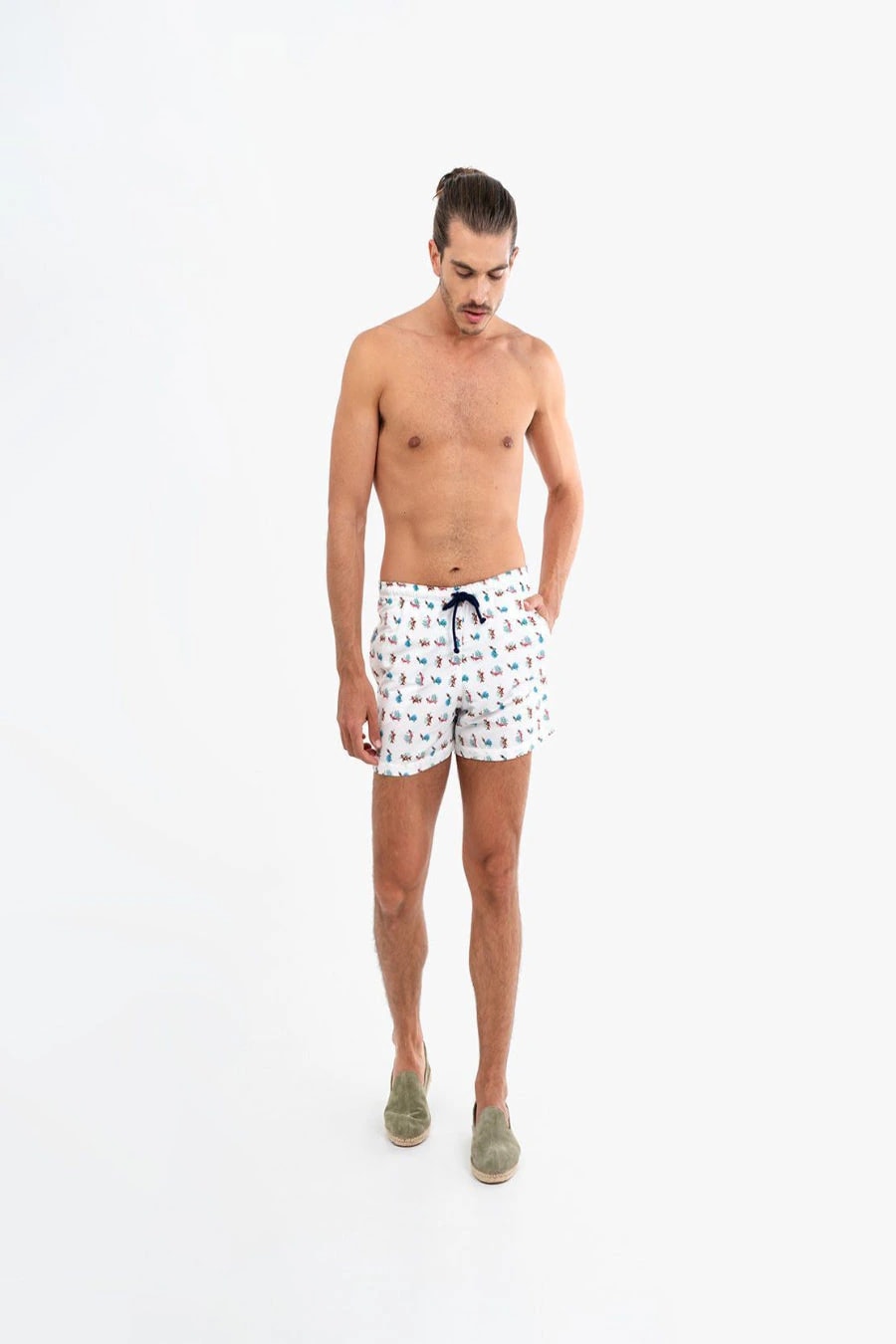 Men's mermaid white swim trunk - imagen 1