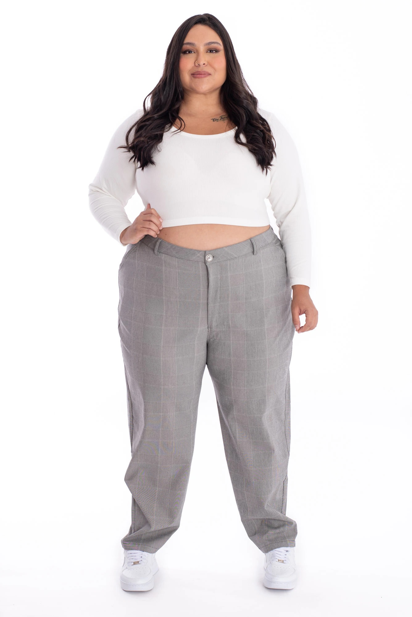 Pantalón Cuadros Gris - imagen 1