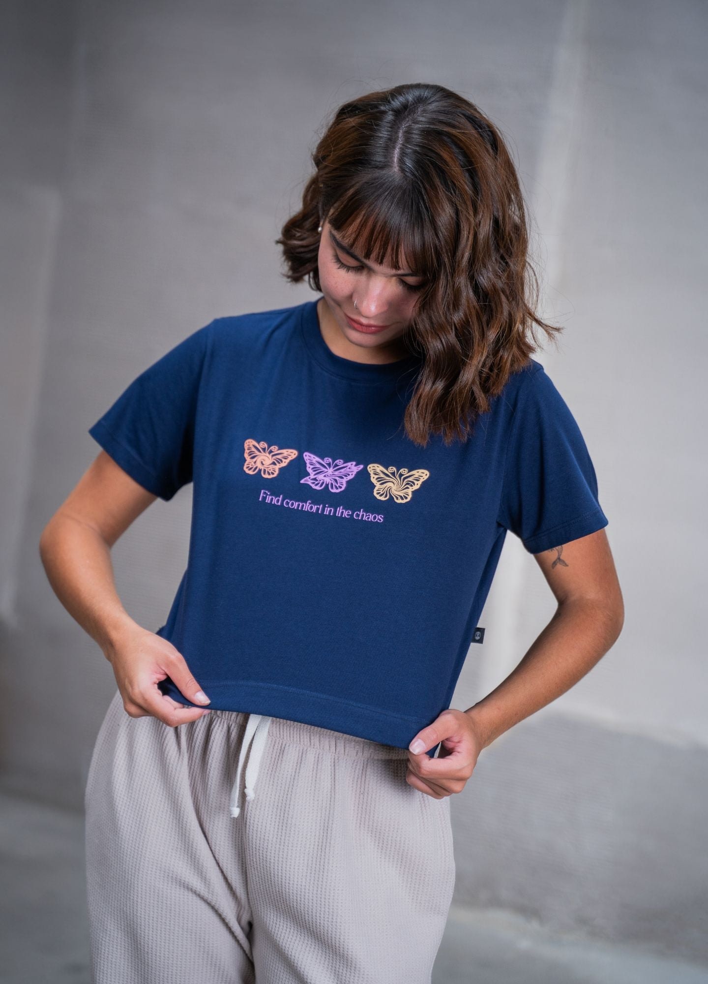 Crop Top Mariposas – Azul - imagen 1