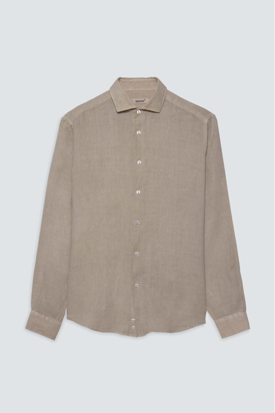 men’s linen shirt dark beige - imagen 1