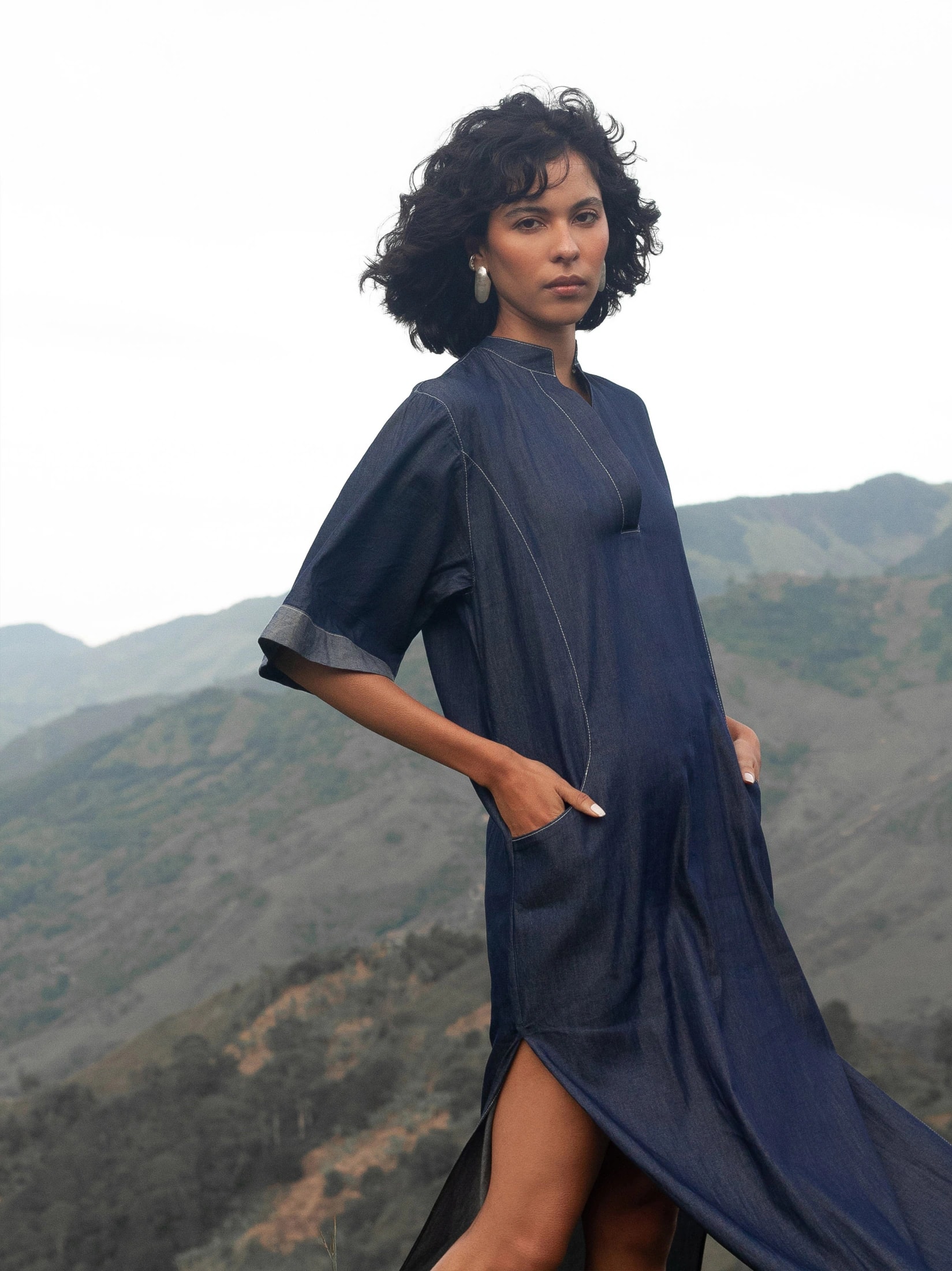 Blusón en Denim Liviano de Algodón - imagen 1